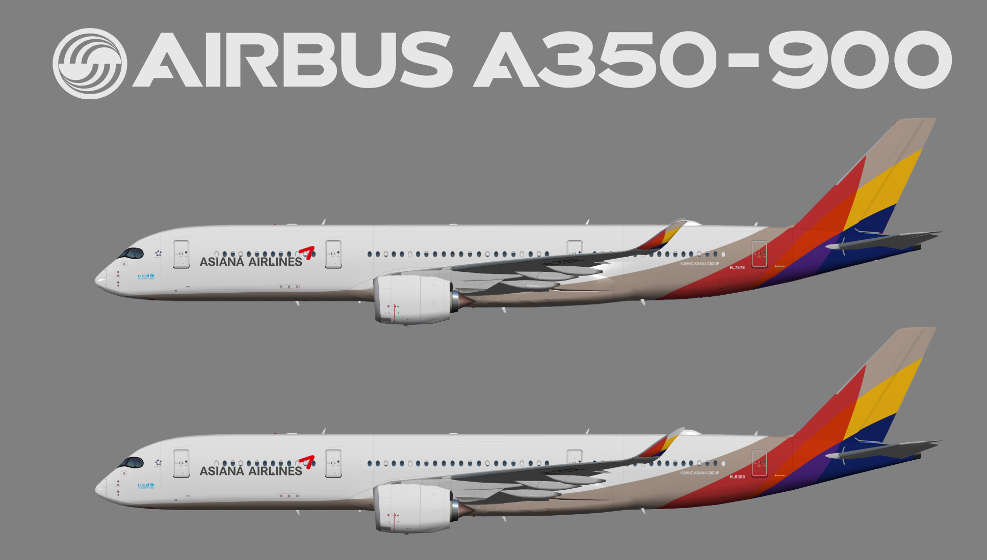ASIANA AIRLINES A350-900 STICKER AUTOCOLLANT AIRBUS 